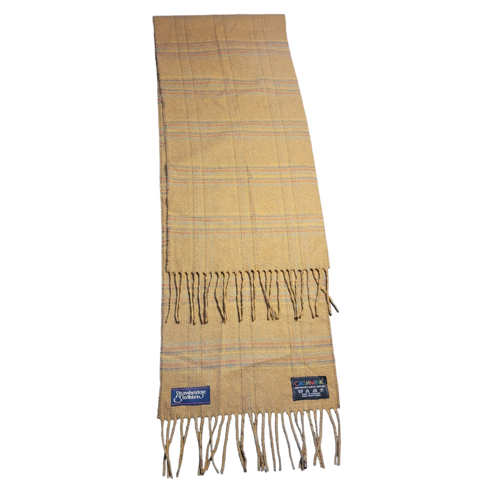 Vntg 80s Strawbridge Cashmink Plaid Scarf Germany Quietlux Heritage Soft Fringe - Picture 5 of 7
